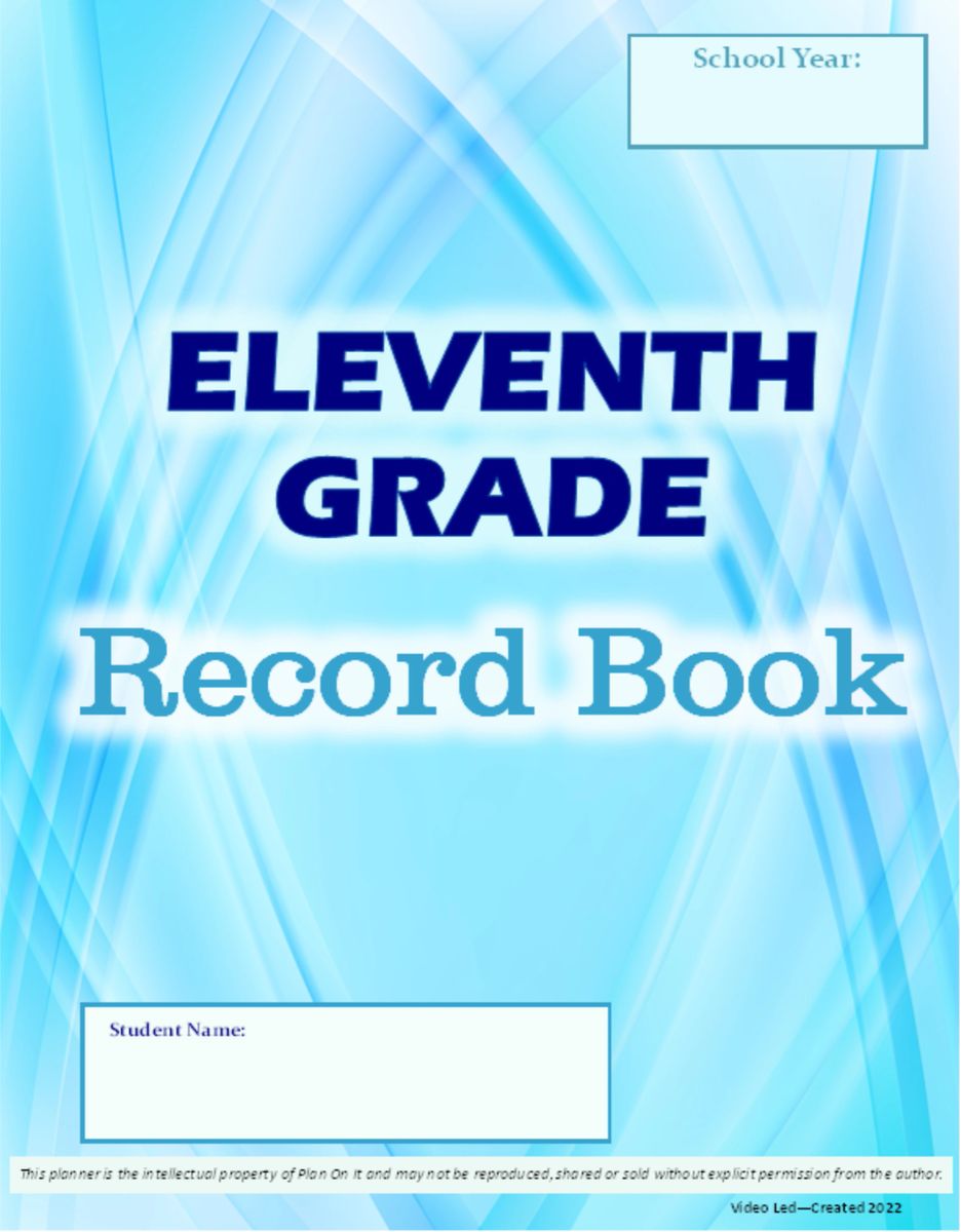 11th Grade Record Book PDF Download Color Option B Video